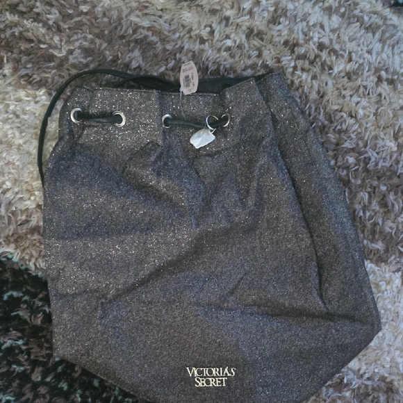 Victoria's Secret Silver Drawstring Bag - Picture 1 of 3